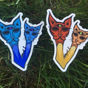 Tweekoppige kat waterdichte sticker