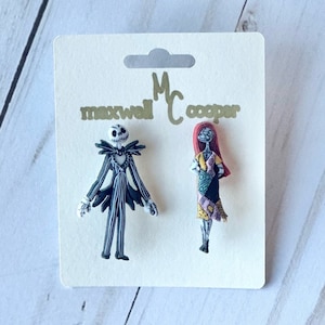 Jack Skellington and Sally Inspired Stud Earrings/Jack and Sally Earrings/Disney World Earrings/Theme Park Earrings/Halloween Party