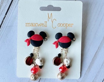 Mickey Mouse Pirate Earrings/Pirate Earrings/Disney World Earrings/Disneyland Earrings/Theme Park Fashion/Mickey Pirates of the Caribbean
