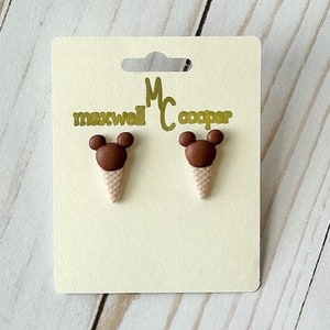 Mickey Mouse Ice Cream Cone Earrings/Ice Cream Cones/Food Earrings/Disney World Outfit/Disneyland Outfit/Kids Earrings/Theme Park Bling