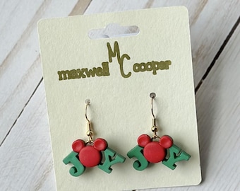 Mickey Mouse Earrings/Mickey Mouse Christmas Earrings/Mickey Mouse Joy Earrings/Disney World Fashion/Disneyland Fashion/MVMCP