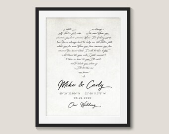 Personalized Wedding Gift / Our Wedding Song / Wedding Song Lyrics / Personalized Lyrics / Friends Wedding Print / Digital Print File