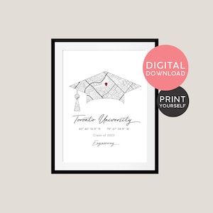 Regalo di Laurea / Diploma di Scuola Superiore / Laurea Elementare / Laurea Universitaria / Mappa Personalizzata / DOWNLOAD DIGITALE