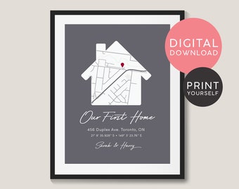Personalized First Home Map Print: Custom Housewarming Gift (Digital Download)