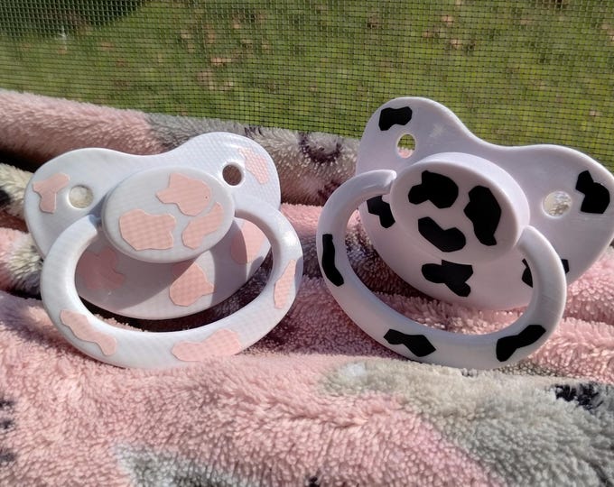 Cow Print Themed Adult Pacifier, Black/pink | Littlespace, Agere - Etsy