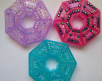 Decorated Colorful Pill/Vitamin Organizer Case | Cute Storage Container