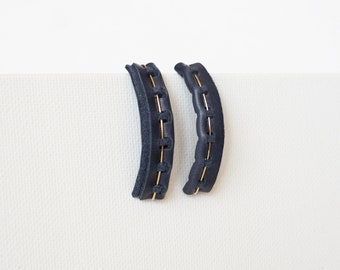 The Dash in Indigo | Leather Earrings | Navy Earrings | Minimalist Jewelry | Gold Filled | Materiality