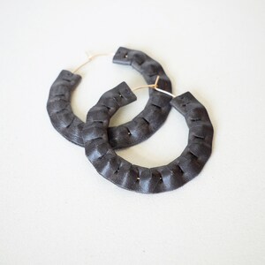 The Circlet Hoops in Slate | Leather Earrings | Statement Earrings | Sculptural Jewelry | Gold Filled | Materiality