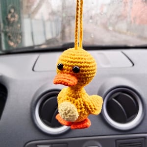 Duck plush crochet car charm