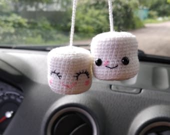 Car rear view mirror decor mini marshmallows