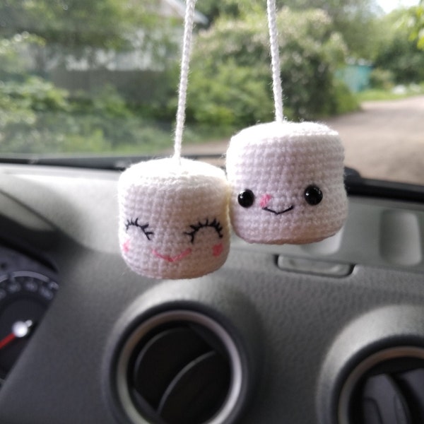 Car rear view mirror decor mini marshmallows