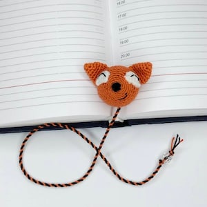 Fox stuffed animal crochet bookmark