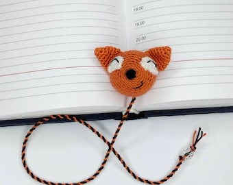 Fox stuffed animal crochet bookmark