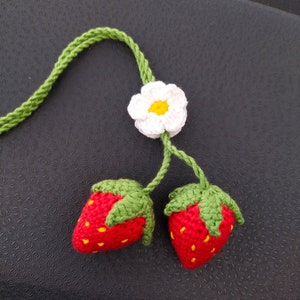 Cute Strawberry crochet car charm