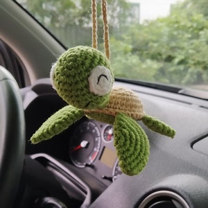 Crochet sea turtle car charm