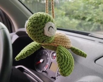 Crochet sea turtle car charm