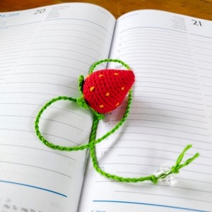 Cute strawberry crochet bookmark