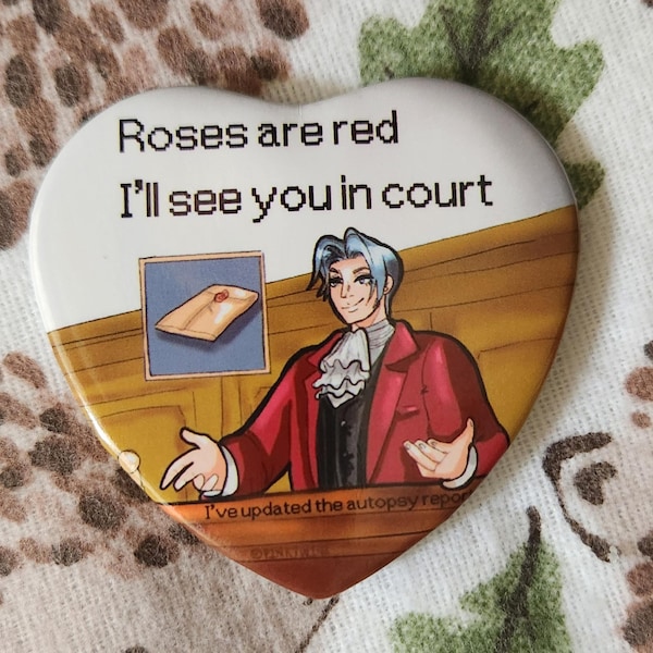 Courtoom Updated Autopsy Report Badge Pin Button Funny Poem