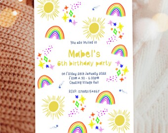 Personalized Rainbow Children's Party Invites