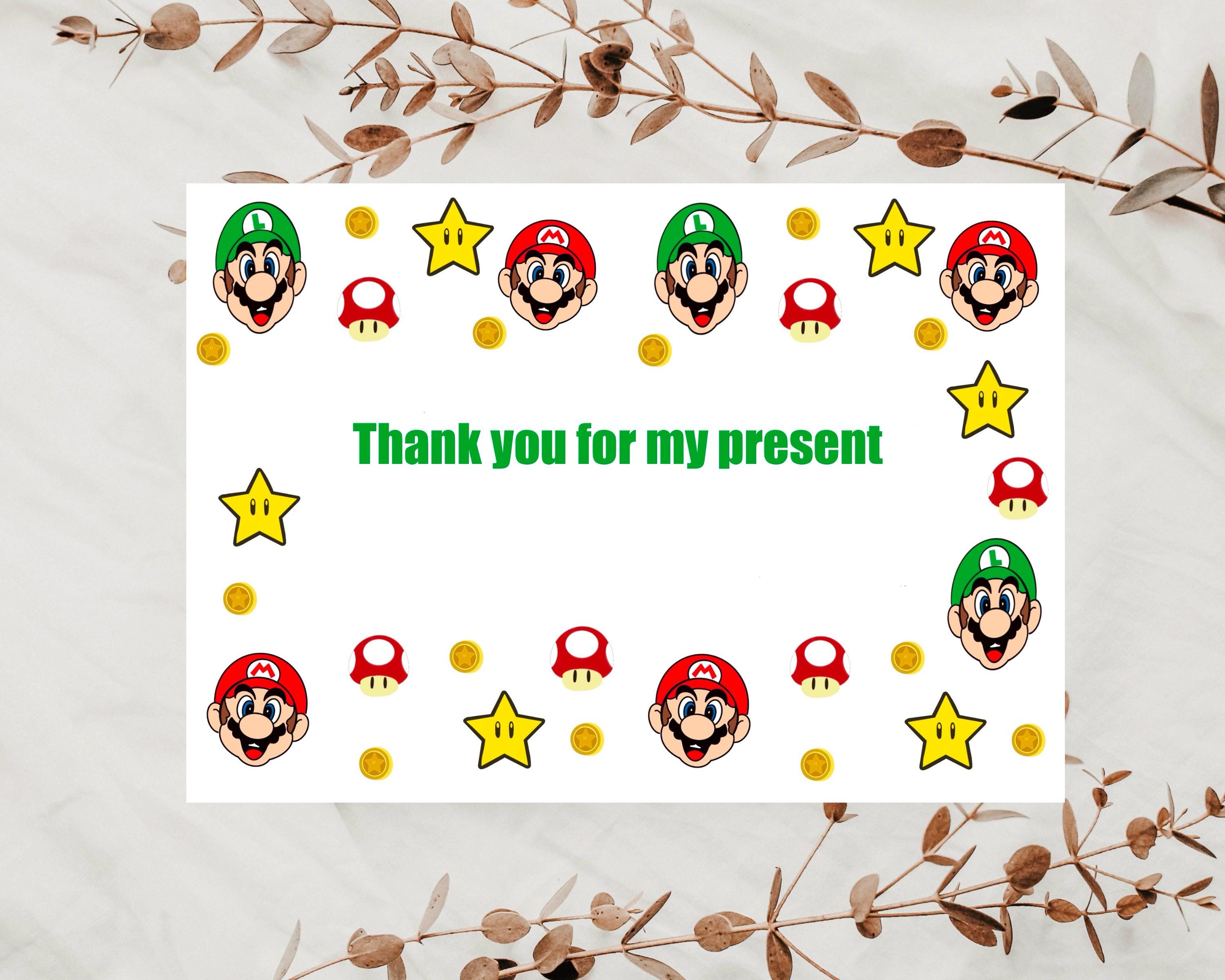 personalized super mario thank you cards: kids party notes - etsy uk