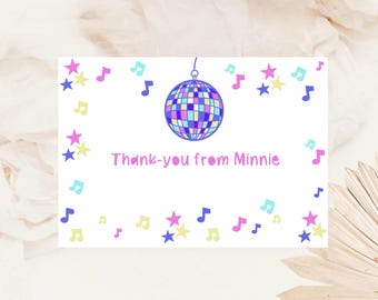 Personalized Kids Disco Party Thank You Cards