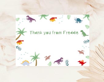 Personalized Dinosaur Thank You Cards: Children's Dino Theme