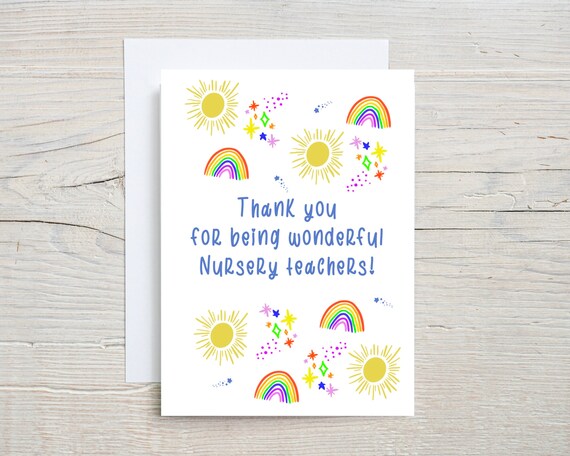 Thank You Card For Nursery Teacher Thank You Card For Being A Etsy UK