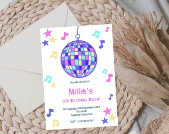 Disco ball party invites for girls