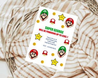 Personalized Super Mario Birthday Party Invitations
