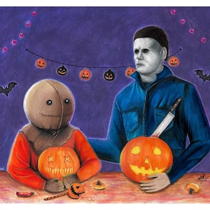 Pumpkin Carving (Sam & Michael) Art Print