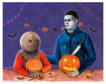 Pumpkin Carving (Sam & Michael) Art Print