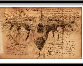 Dibujo digital de un avión de combate F16 Falcon "Viper"