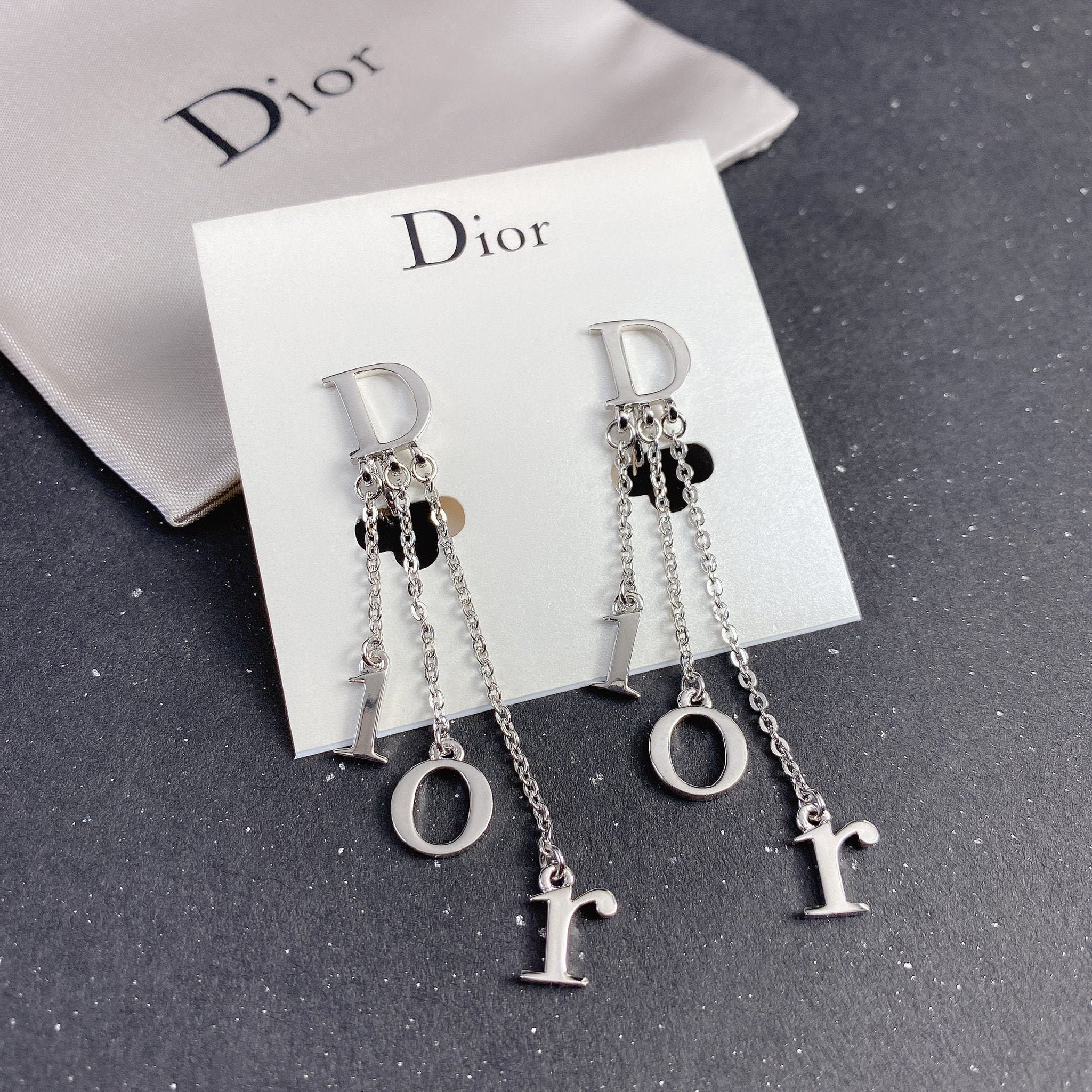 christian dior initial earrings