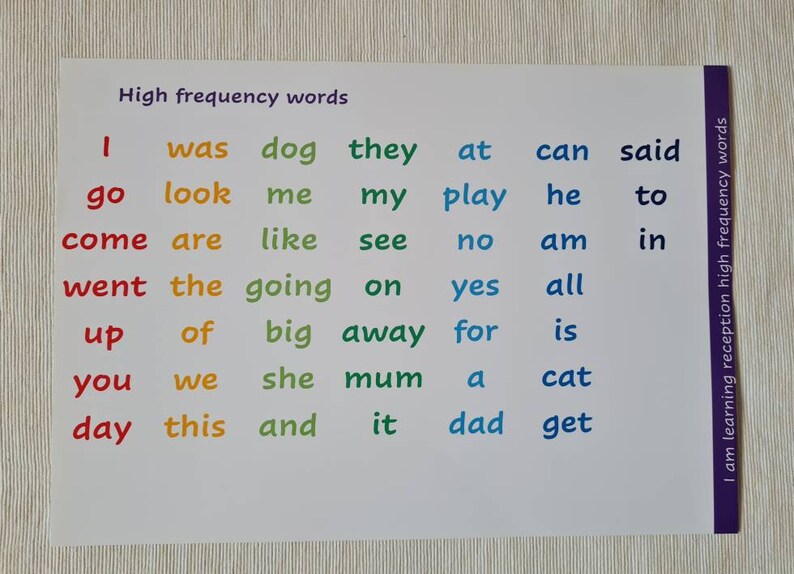 Reception key words High frequency words starting school Etsy