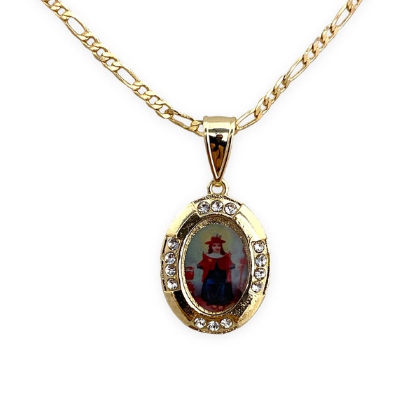 Holy Infant of Atocha Gold Plated Pendant Charm Necklace Chain Nino de Atocha Medalla Cadena Collar Oro Laminado Catholic Gift Communion