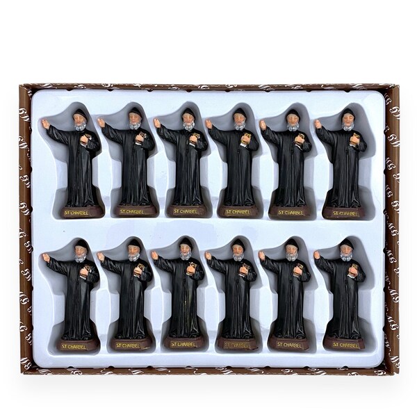 12 Pieces St. Charbel Makhlouf Mini Figurines Statues Party Favors Home Decor Recuerdos Figuras Estatuas Catholic Religious Gifts