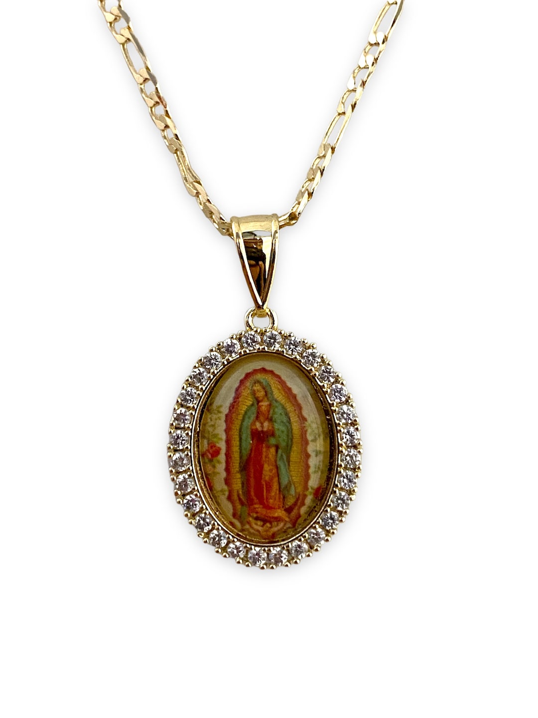 Our Lady of Guadalupe Virgin Mary 14K Gold Plated Pendant Charm ...
