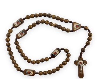 Onze lieve vrouw van de berg Karmel Maagd bruin hout kralen rozenkrans kruis ketting gebed katholieke religieuze geschenk aandenken Rosario Virgen del Carmen