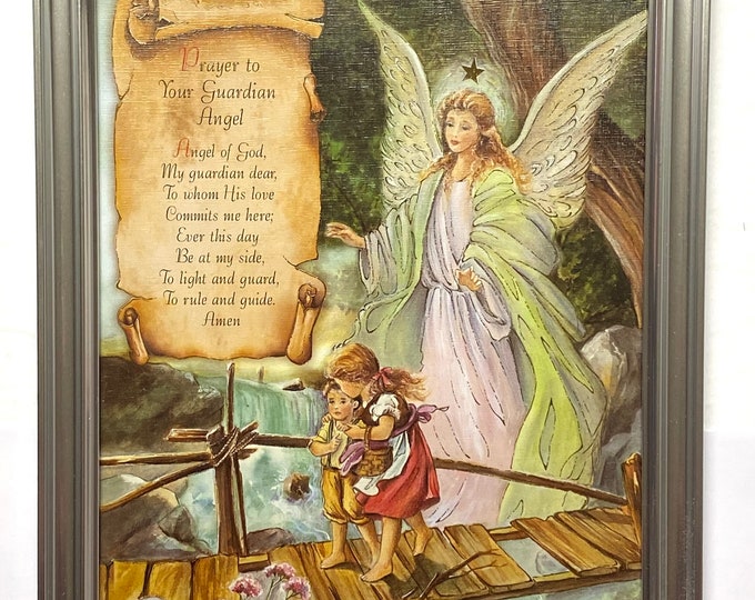 Prayer to Your Guardian Angel Picture Frame Wall Art Home Etsy