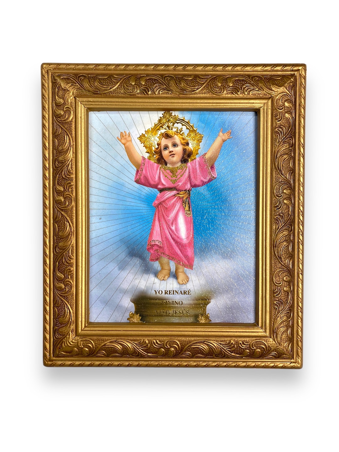 Santo Divino Niño Jesús Marco de madera de pino 12 x 14 Arte de la ...