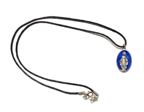 Buy Miraculous Medal Virgin Mary 1 Sized Blue Inlay Oxidized Medal