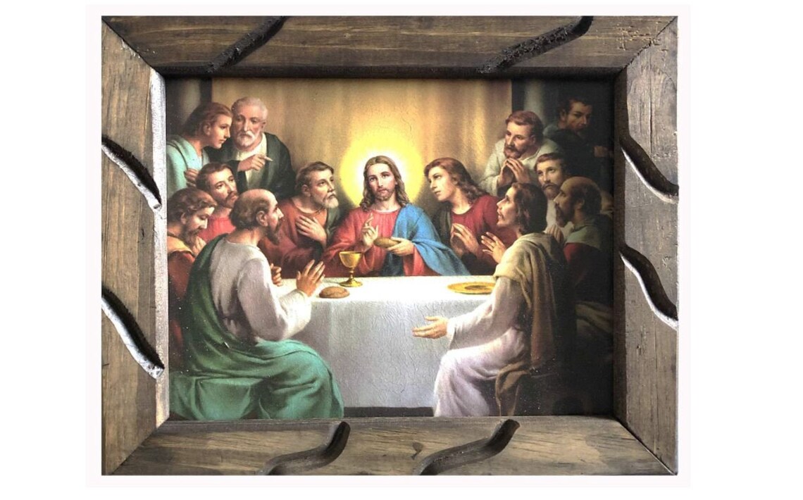 New the Last Supper Jesus Rustic Picture Frame Art La Ultima Etsy