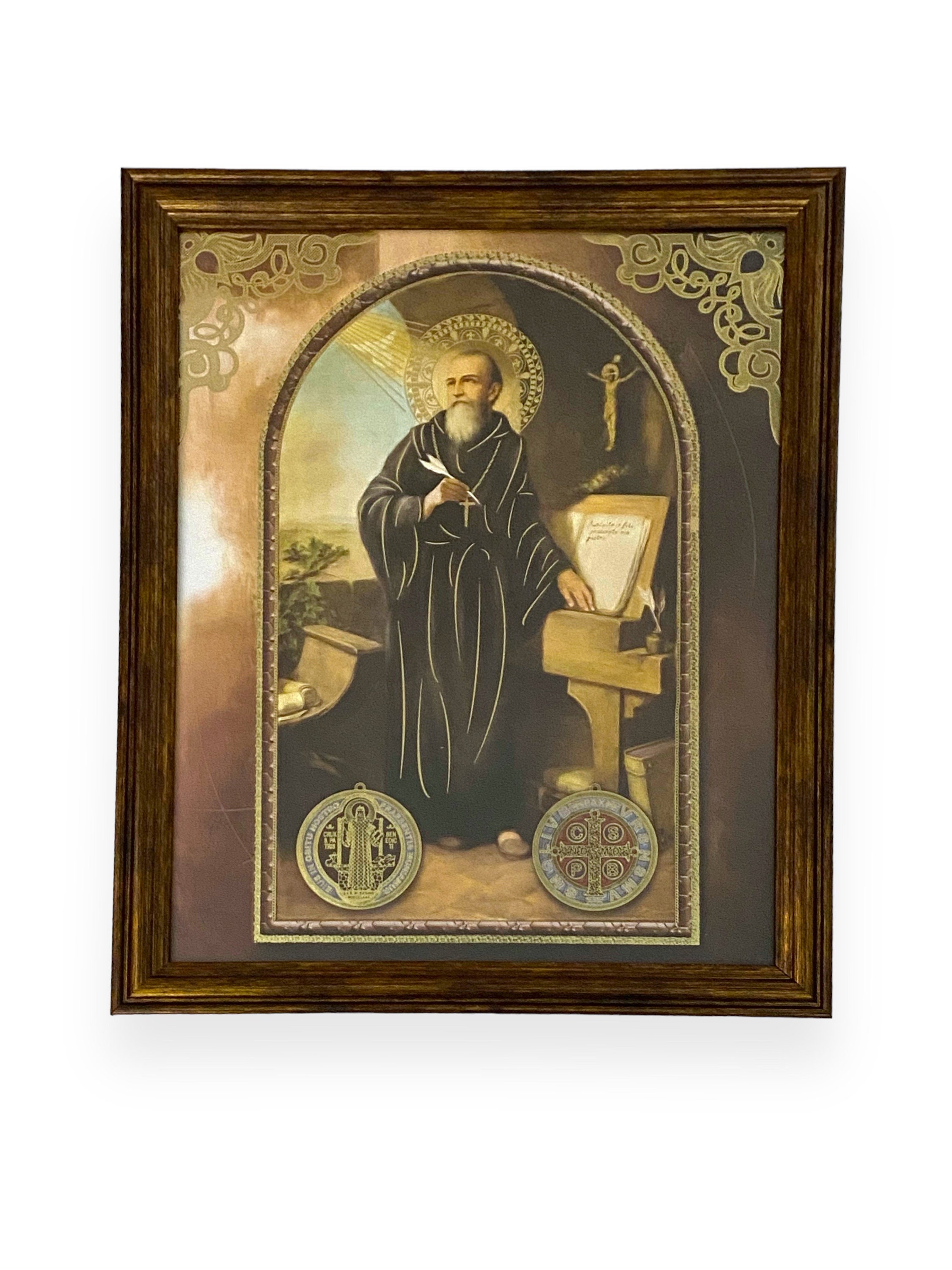 St. Benedict Medals Picture Frame Wall Art Home Décor Catholic Religious  Gift San Benito Imagen Cuadro Gift Home Decoration Christian Art