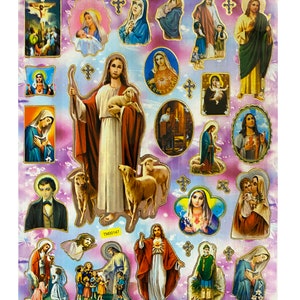 23 Catholic Religious Stickers Virgin Mary, Jesus, St. Patrick, Jesus, St. Jude, Madonna of the Streets, Good Shepherd, Sacred Heart Mary