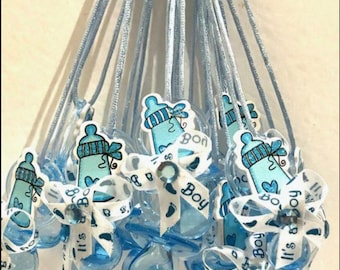 Blue Baby Bottles Baby Shower Pacifiers Necklaces Party Favors Gifts Decorations Boys