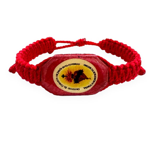 Sacred Heart of Jesus Detente Braided Corded Adjustable Men's Women's Teens Red Bracelet Gift Pulsera del Sagrado Corazon de Jesus