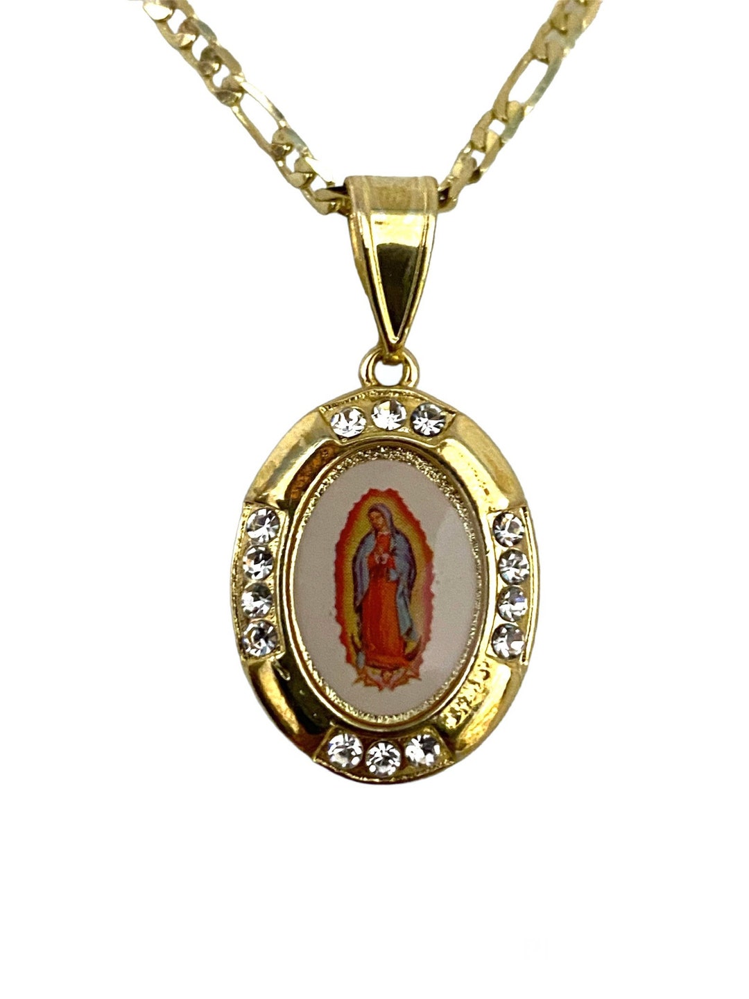 Our Lady of Guadalupe Virgin Mary Gold Plated Pendant Charm Necklace ...