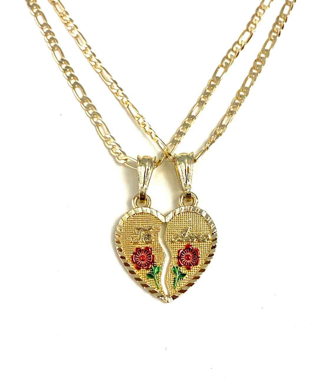 Ciondolo Cuore Spaccato In Oro Giallo 14k | "Ti Amo" Vintage | Unisex