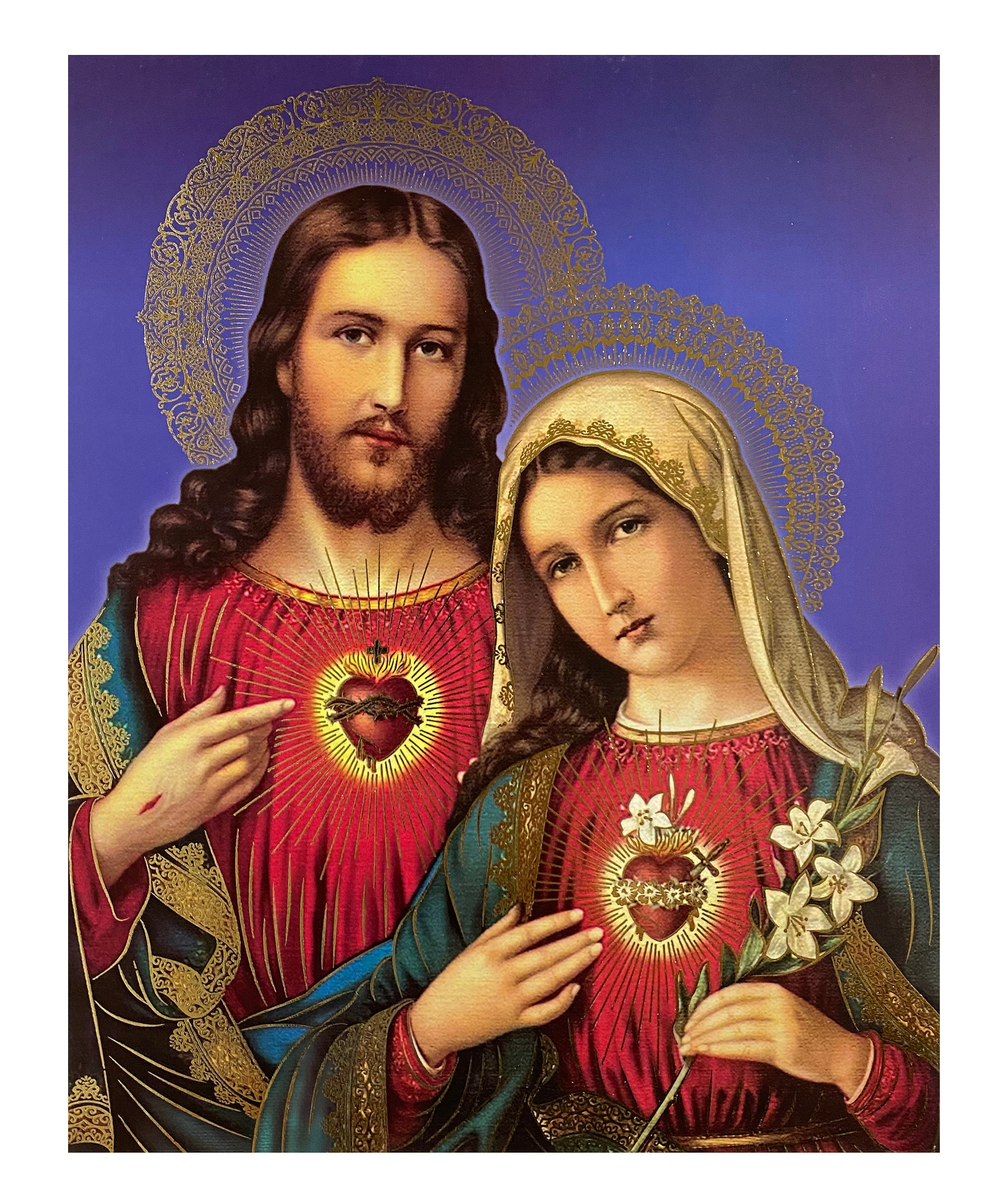 Sacred Heart of Jesus Immaculate Heart of Mary Virgin 8 X 10 Unframed Wall  Art Print Poster Picture Catholic Religious Sagrado Corazon 