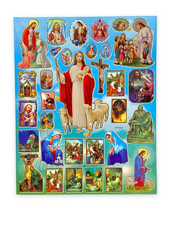 Religious Stickers Christian Stickers for Kids Catholic Saint Mini Stickers  One Roll of One Hundred Stickers with Ten Refrigerator Saint Mini Magnets